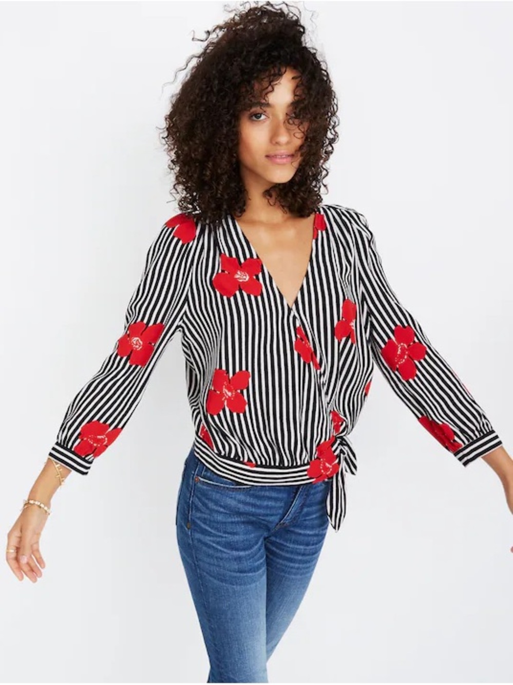 Madewell Wrap Top in Candied Orchids size S